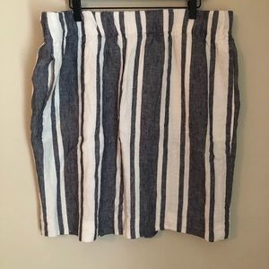 NWT J Crew Navy and White Striped Linen Skirt